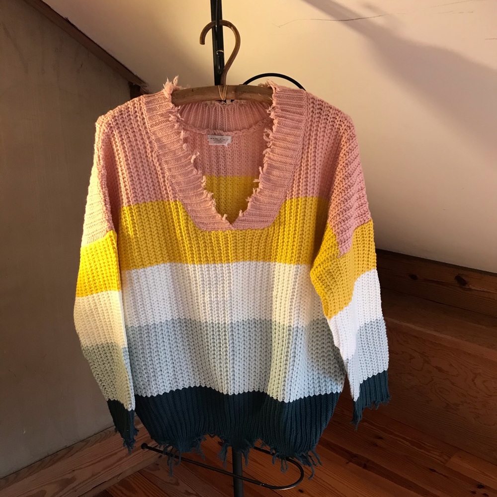 Main Strip Multi-Color Striped Sweater, EUC, L